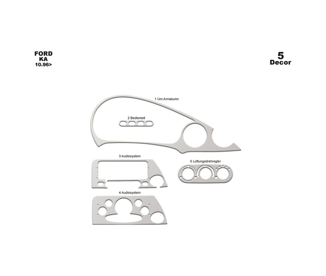 Ford Ka Torpido Kaplama 1996-2002 5 Parça Alüminyum