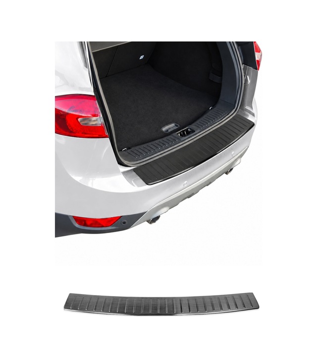 Ford Kuga I 2008-2012 Uyumlu Krom Arka Tampon Eşiği Paslanmaz Çelik Taşlı Siyah