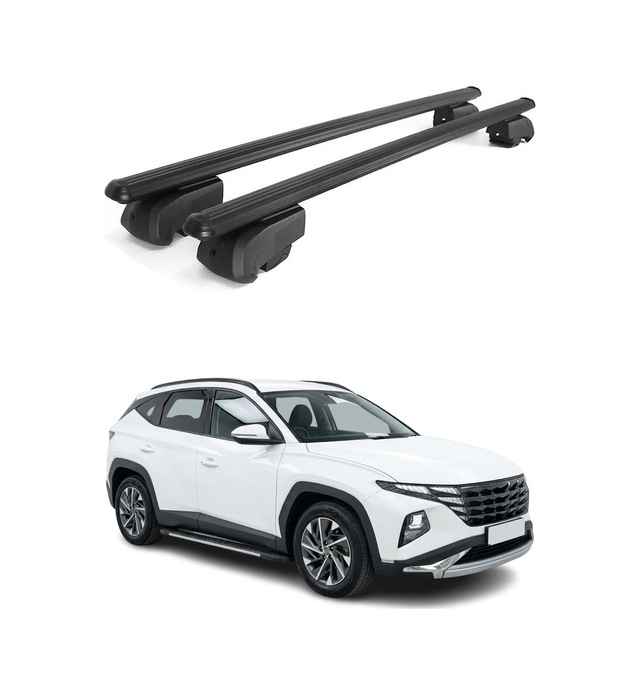 Hyundai Tucson 2021-2027 Arası Uyumlu Port Bagaj Taşıyıcı Ara Atkı Alüminyum Siyah 2 Parça