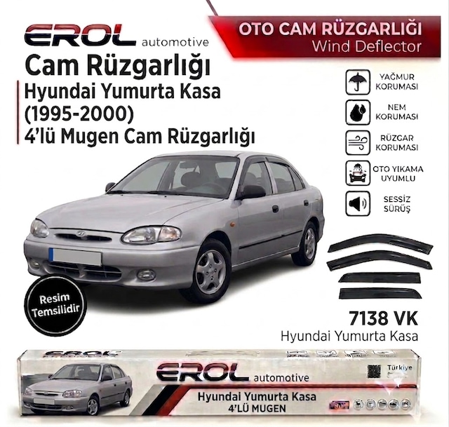 Hyundai Accent Yumurta Kasa 1995-2000 4'lü Sedan Mugen Cam Rüzgarlığı