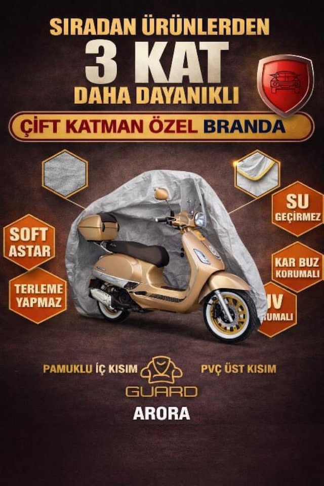 Carguard Arora Cappucino 50cc Ve 125cc Uyumlu Fitilli Motosiklet Brandası Motor Örtüsü-arka Çanta Uyumlu