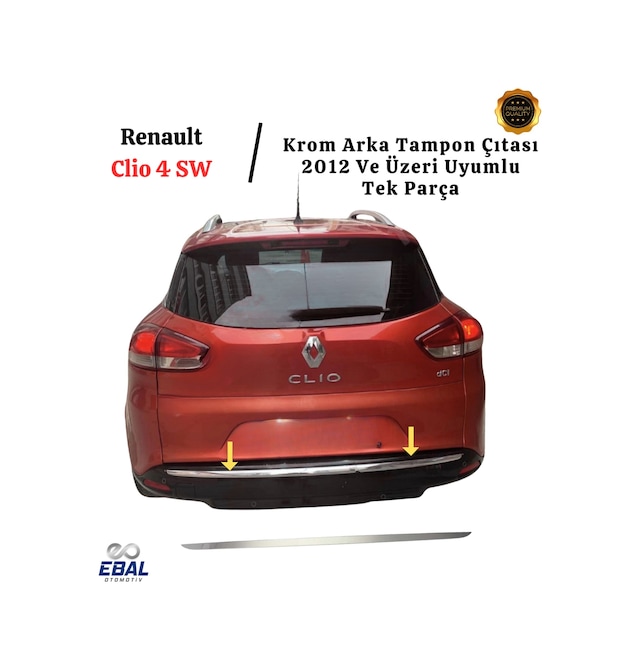 Renault Clio 4 Sw Krom Arka Tampon Çıtası 2012 Ve Üzeri P.çelik