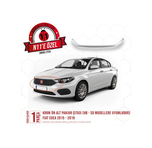 intakrom Fiat Egea Krom Ön Alt Panjur Çıtası - 2015 - 2020 - Hb - Sd