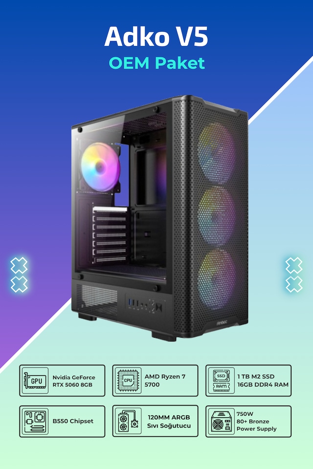 IH ADKO V5 Ryzen 7 5700 RTX 5060 16GB RAM 1TB SSD
