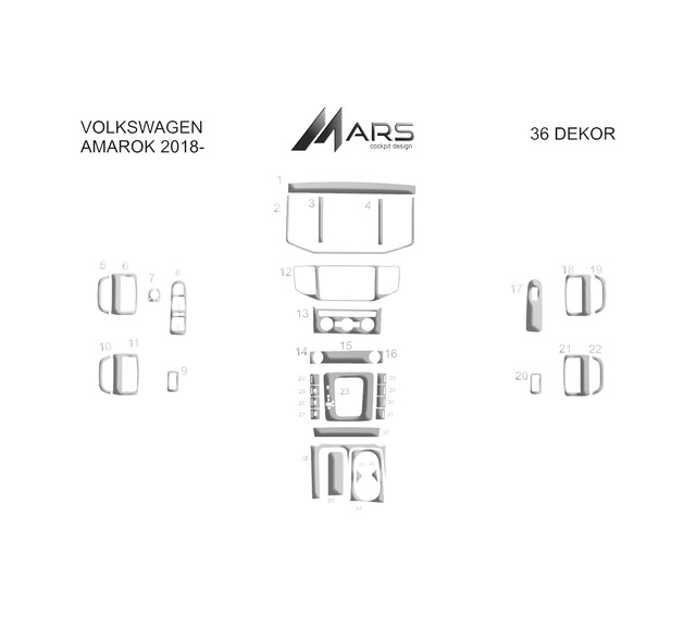 Volkswagen Amarok Torpido Kaplama 2018- 36 Parça Alüminyum