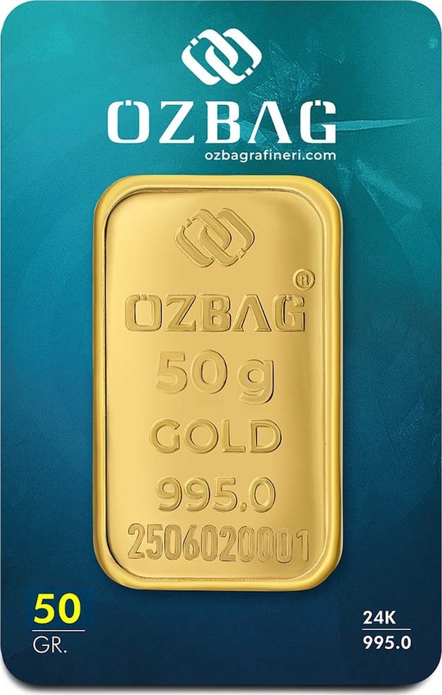 AgaKulche 24 Ayar 50 gr 995 Özbağ Külçe Altın