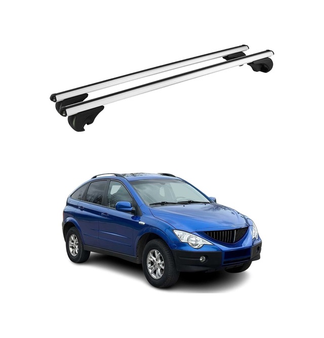 Ssangyong Actyon 2006-2011 Arası Uyumlu Port Bagaj Taşıyıcı Ara Atkı Alüminyum Gümüş 2 Parça