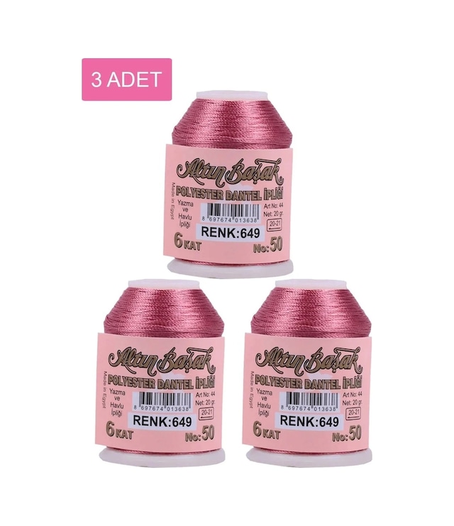 Ers 3 Adet Altınbaşak Oya Ve Dantel İpi 20 Gr - Royaleks - No: 649