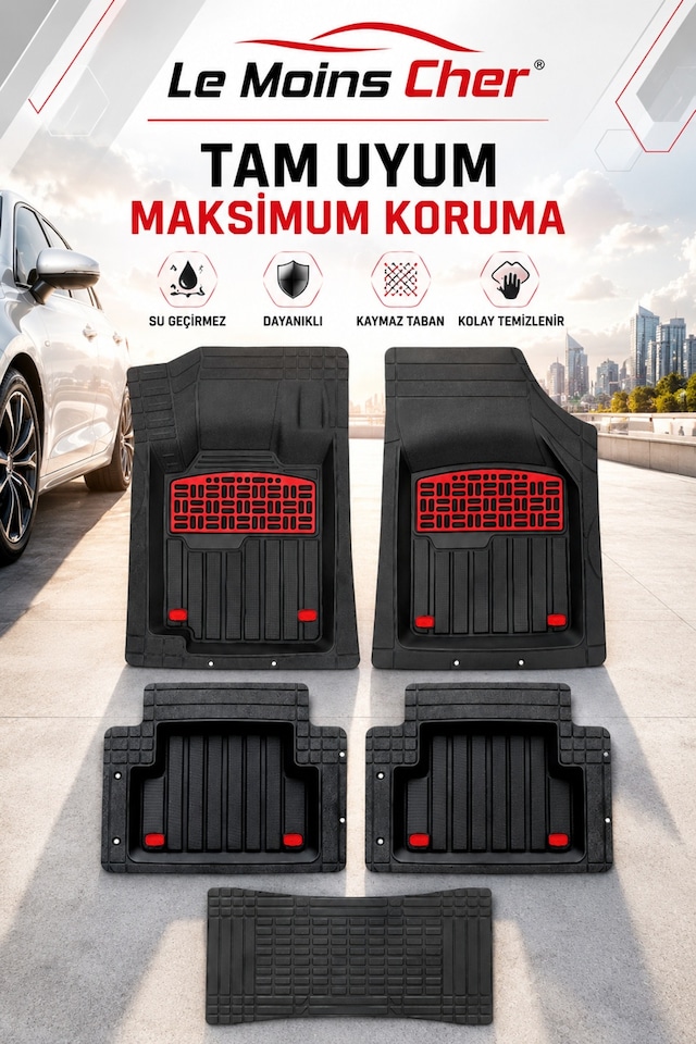 Maserati Levante Gt Havuzlu Oto Paspası Kaymaz Taban Dayanıklı Enerji Kırmızı