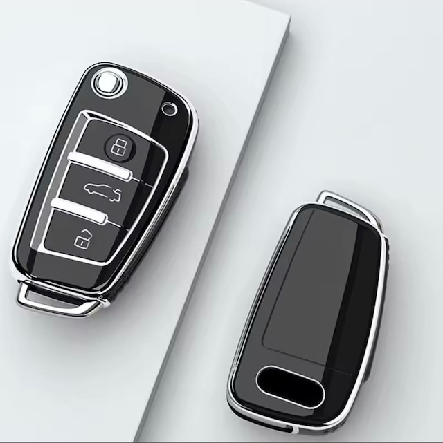 Audi A1 A3 A4 A6 A7 Q2 Q3 Q5 Siyah-silver Anahtar Kılıfı