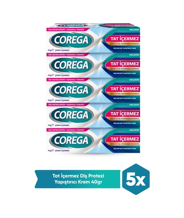Corega Tat İçermez Yapıştırıcı Krem 5 x 40 G