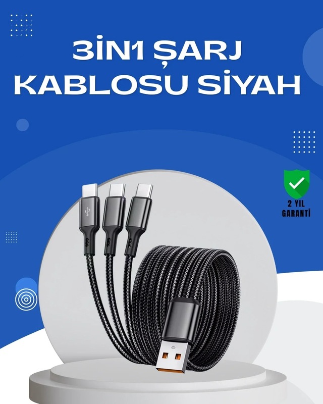 Ers Evrensel 3 Başlıklı Şarj Kablosu İphone Huawei Samsung İçin