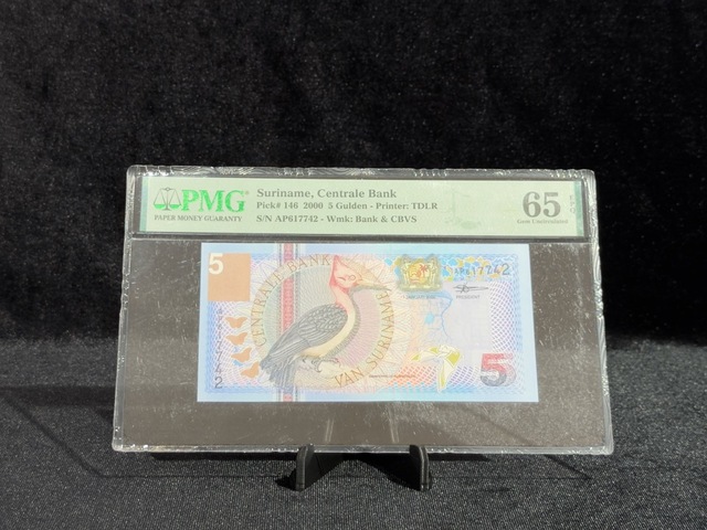 Surinam 2000 5 Gulden Pmg 65 Epq Gem Uncırculated Pıck 146
