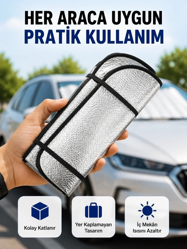 Ers Araç Ön Cam Güneşlik Isı Yalıtımlı Katlanabilir Model Renault Megane Honda Civic Opel Astra Ford Focus