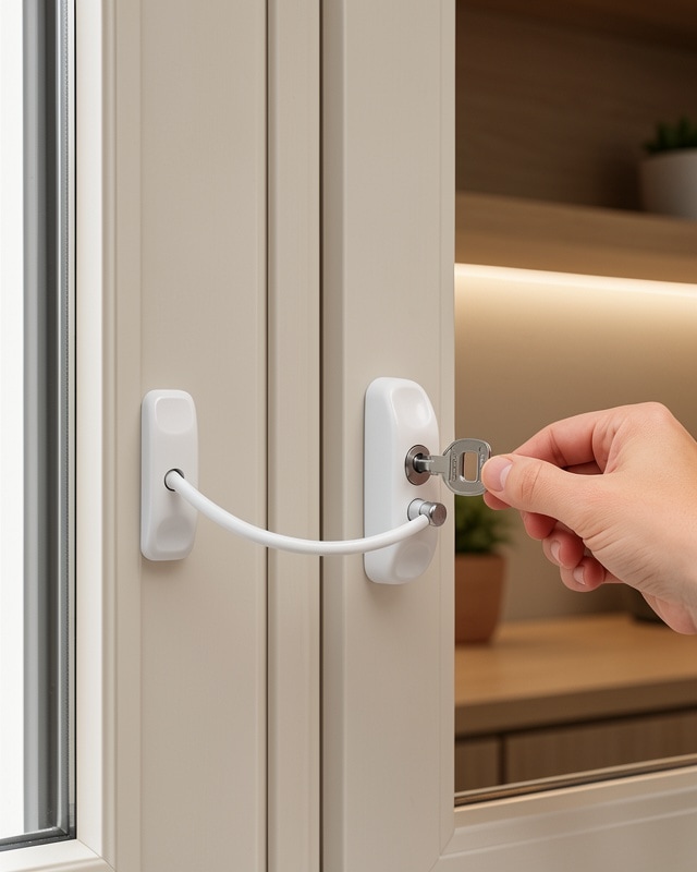Pencere Güvenlik Kilidi Kablolu Anahtarlı Beyaz 147.75 Tl