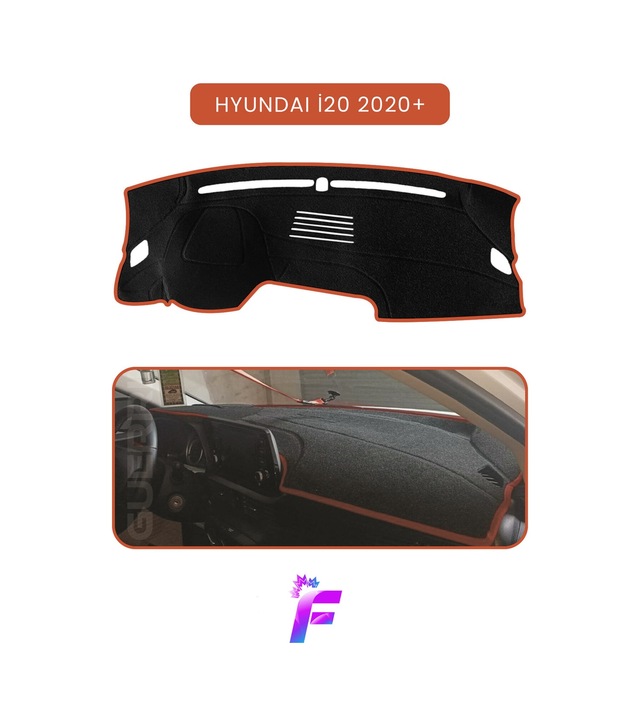 Hyundai İ20 2020+ Uyumlu Ön Göğüs Koruma Kolay Montaj Kaymaz Tasarım Oto Aksesuar Tc64 Torpido Halısı