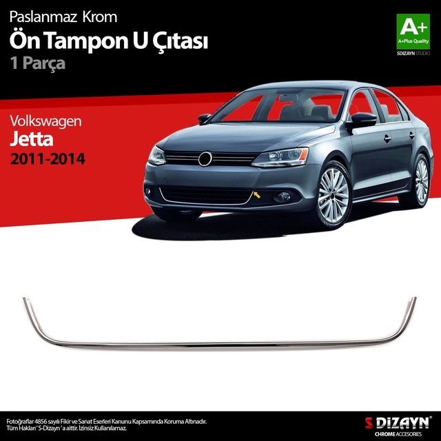 S-Dizayn Vw Jetta Krom U Formlu Ön Tampon Çıtası 1 Prç. 2011-2014