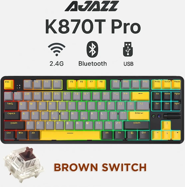 K870t Pro 3 Modlu Hot-swap Rgb, Mekanik Klavye - Siyah - Brown Switch