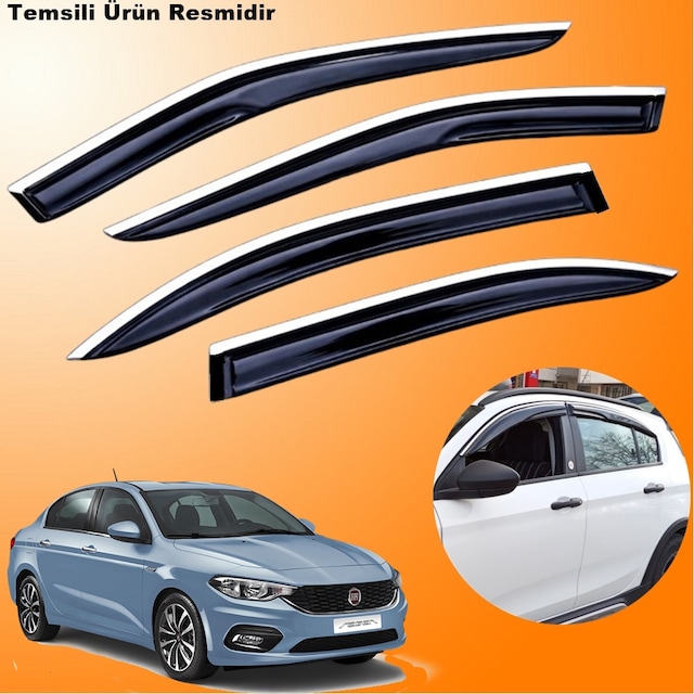 Fiat Egea Sedan Mügen Cam Rüzgarlığı Abs Krom Nikelajlı Cam Rüzgarlığı 2015 Sonrası 4 Lü Set