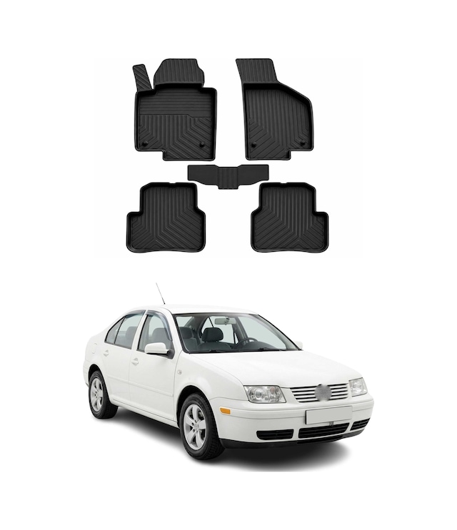 Volkswagen Bora 1998-2006 Uyumlu 4d Havuzlu Paspas Kauçuk Siyah 5 Parça