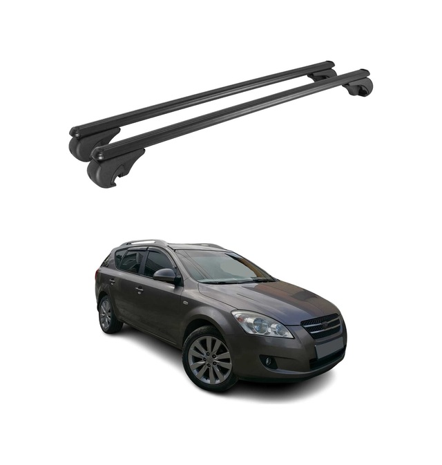 Kia Ceed Station Wagon 2007-2018 Arası Uyumlu Port Bagaj Taşıyıcı Ara Atkı Alüminyum Siyah 2 Parça