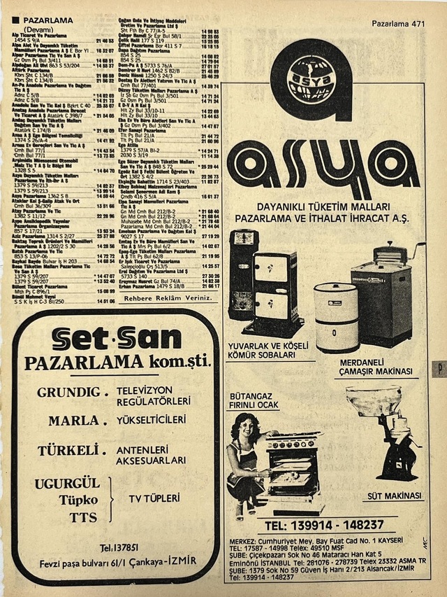 İzmir 1982-1983 Meslek Reklam İlanı Efemera S471 Teşhir Ürün