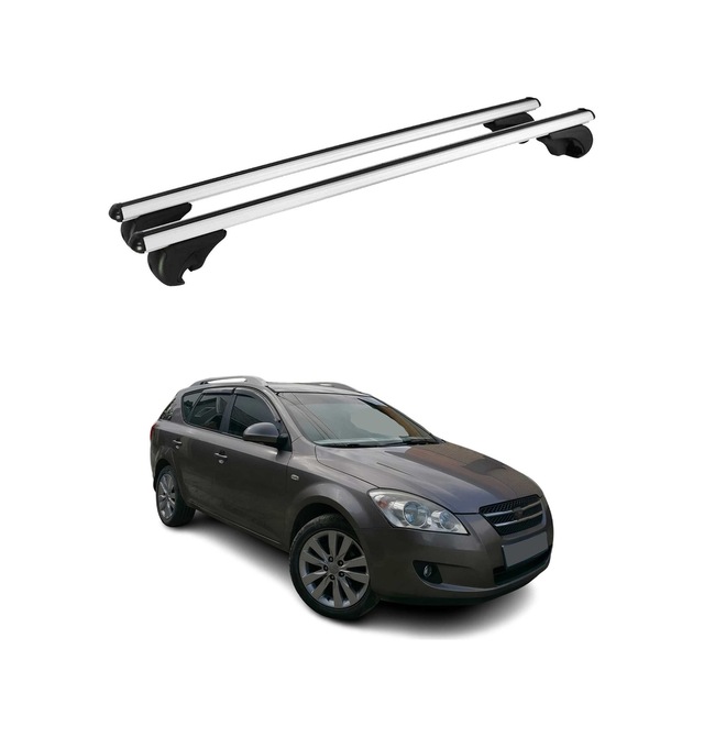 Kia Ceed Station Wagon 2007-2018 Arası Uyumlu Port Bagaj Taşıyıcı Ara Atkı Alüminyum Gümüş 2 Parça