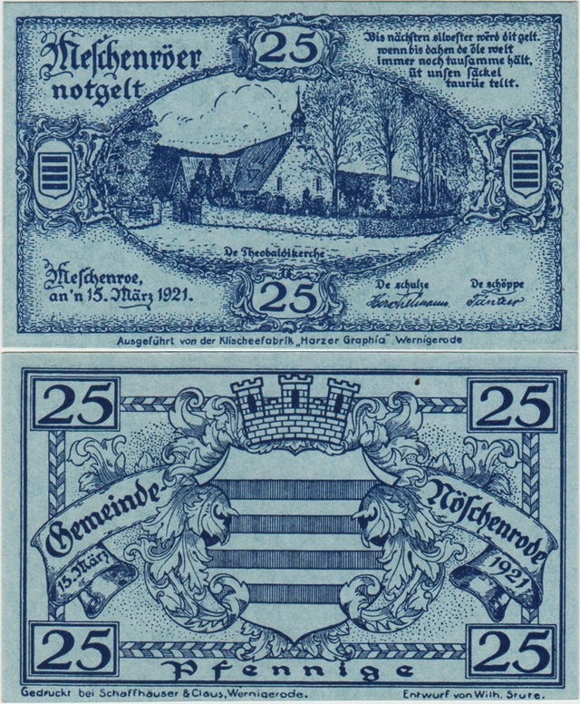 Almanya 25 Pfennig 1921 Notgeld-nöschenrode Belediyesi. Çil.
