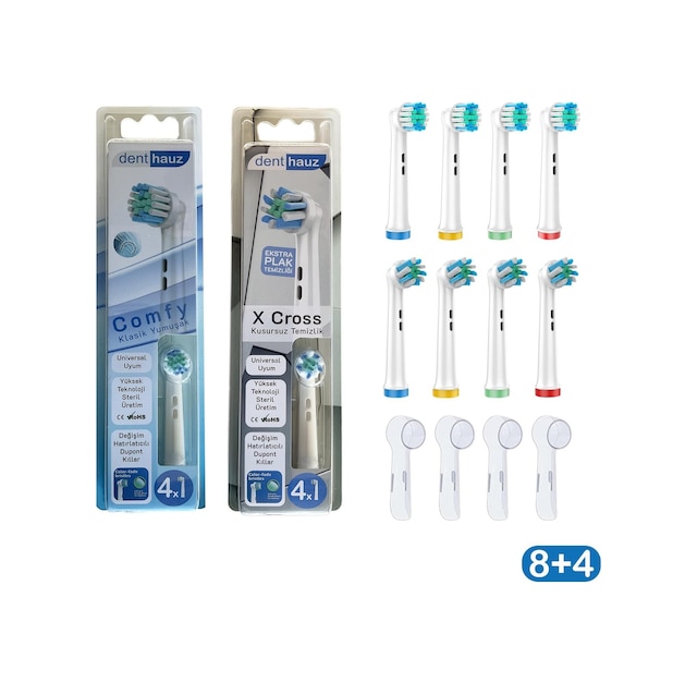 Comfy + X Cross Oral-b Uyumlu Diş Fırçası Başlıkları + Fırça Koruma Kapağı