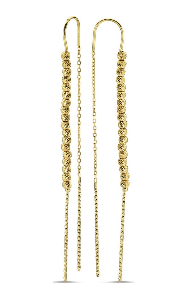 Sembol Gold Dorikalı Altın Küpe 14K Sarı Gold 7,0 Cm