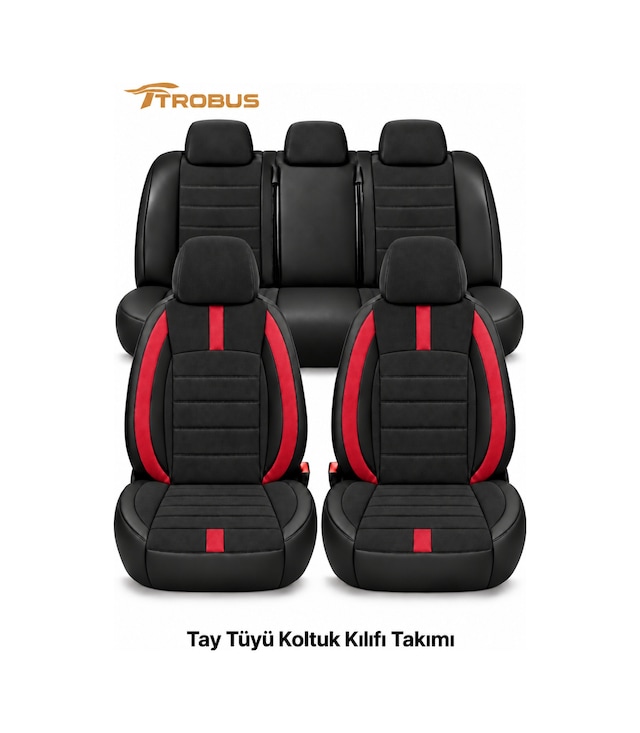 Ford Connect 2004-2010 Uyumlu Nergis Serisi Ortopedik Tay Tüyü Ticari 2+1 Oto Koltuk Kılıfı Kırmızı
