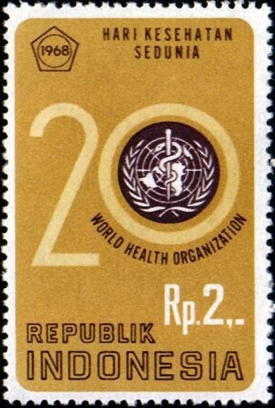 Endonezya Dünya Sağlık Örgütü 20. Yıl Hatıra Pul 1968 Mnh Damgasız. Teşhir Ürün