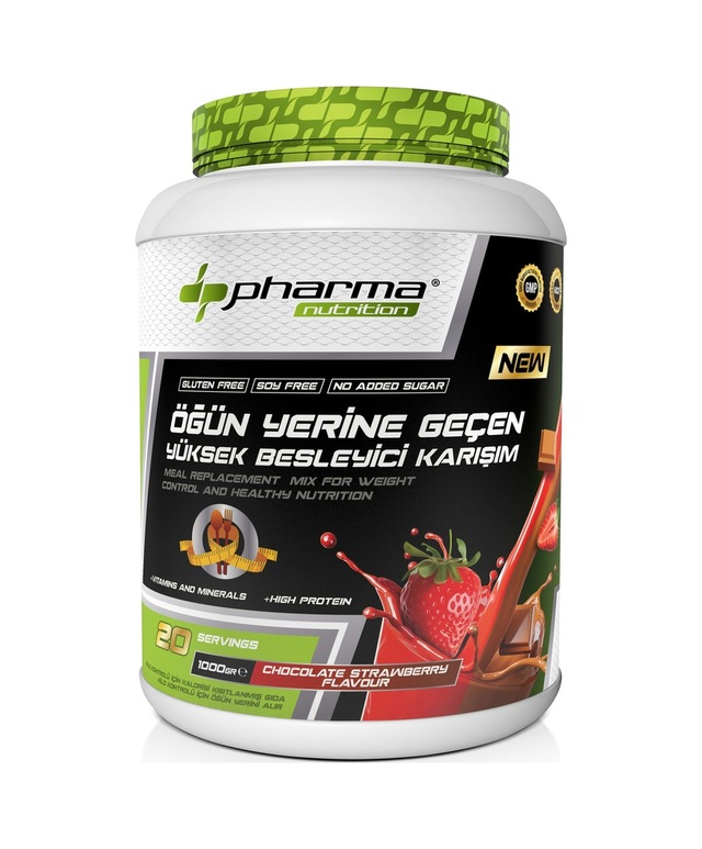 Proteinli Öğün Tozu Öğün Yerine Geçen Besleyici Shake Çikolata Çilek Aromalı 20 Servis 1000 Gr
