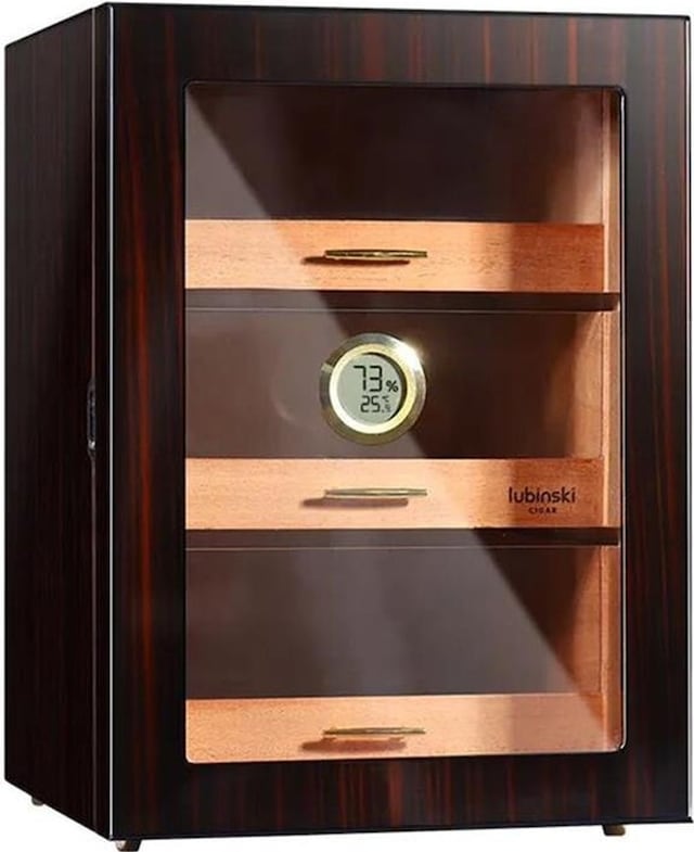 Lubinski Camlı 3 Çekmeceli Humidor Puro Kutusu Maun 100s