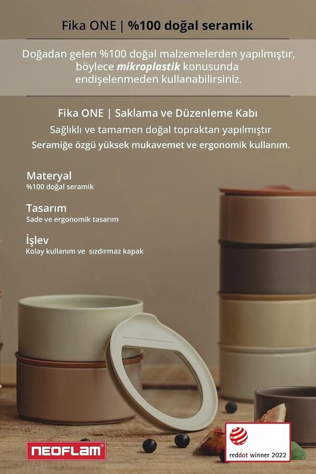 Fika One Seramik Saklama Kabı Gri 600 Ml D-neone060-07