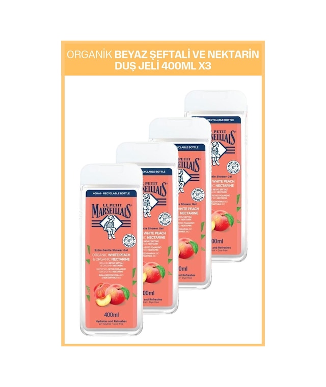 Le Petit Marseillais Organik Beyaz Şeftali & Nektarin Duş Jeli 400 ml x4