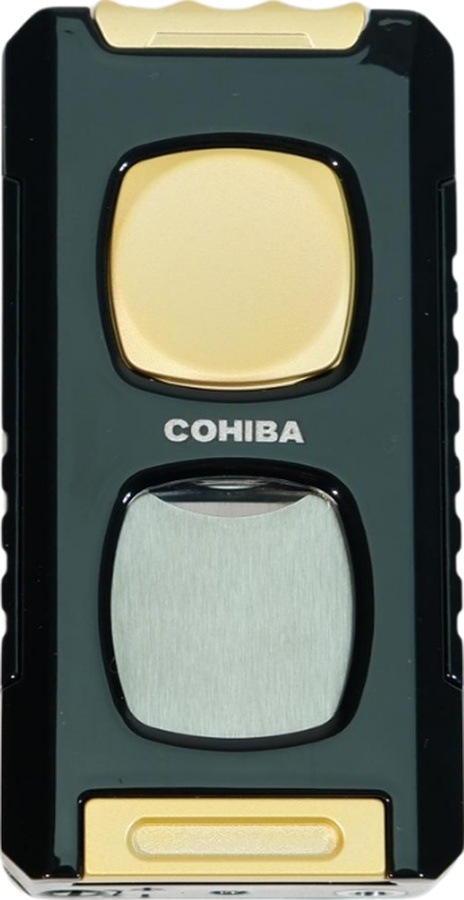Cohiba Çift Torch Pürmüz Kesici & Delici & İğneli Siyah Sarı Metal Puro Çakmağı - Tr9551