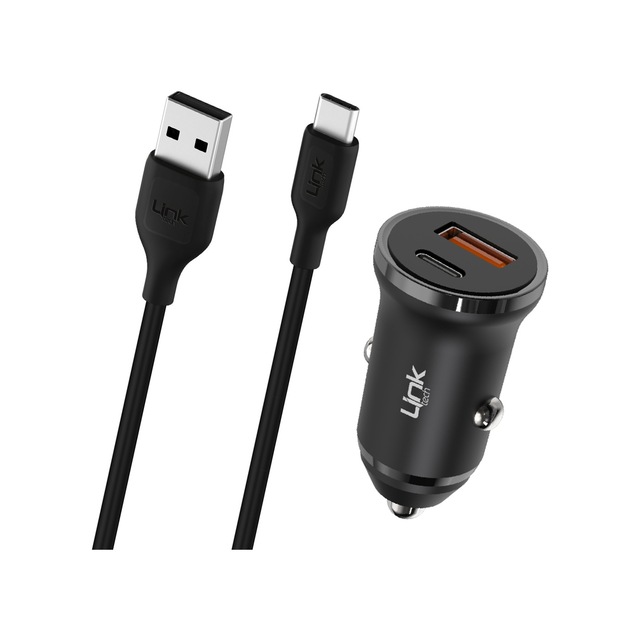 Linktech C486e 20w Pd Type-c + Usb Araç Şarj Cihazı + Type-c Kablo Set Siyah