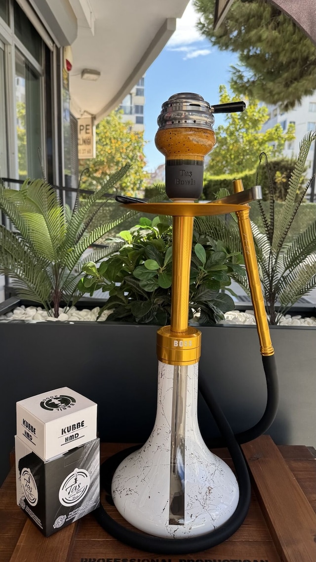 Mr Eds E29 Boss Özel Üretim Mermer Desen Gold Nargile Seti Lüle Közlük Dahil