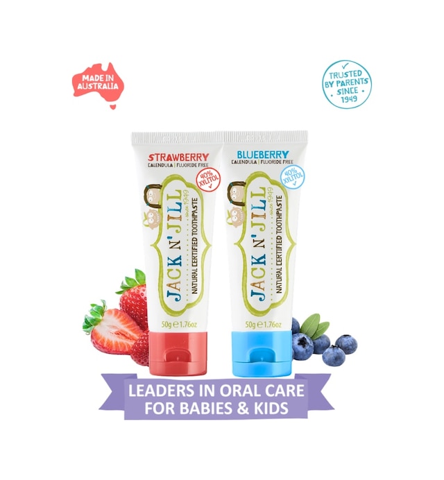 Jack N Jill Doğal Sertifikalı Diş Macunu - Çilek & Yaban Mersini Aromalı 2 Li Paket 2x50g