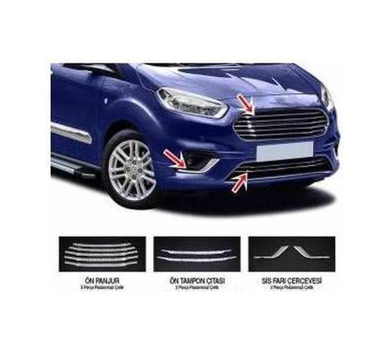 Ford Courier Krom Ön Panjur ve Sis Çerçevesi 9 Parça 2018 =2022