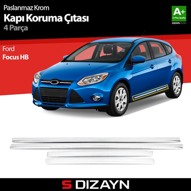 S-Dizayn Ford Focus 3 Hb Kapı Koruma Çıtası Krom 2011-2018