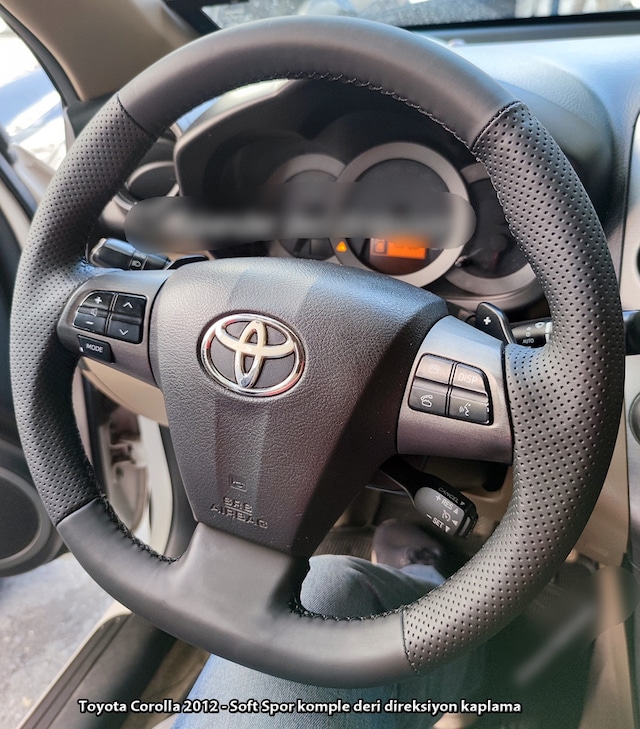 Toyota Corolla 2012 Araca Uyumlu Direksiyon Kılıfı Soft Noktalı Siyah