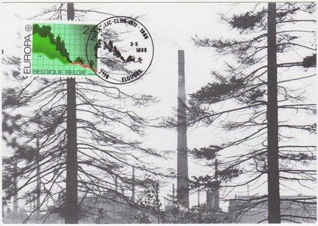 Belçika 1986 Doğayı Ve Çevreyi Koruma Temalı Özel Damgalı Eurocept Pullu Posta Kartı Antiye. Teşhir Ürün