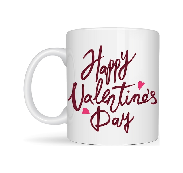 Kupa & Bardak Happy Valentine S Day Baskılı Porselen Kupa Model 2 Sevgililer Günü Özel Tasarım