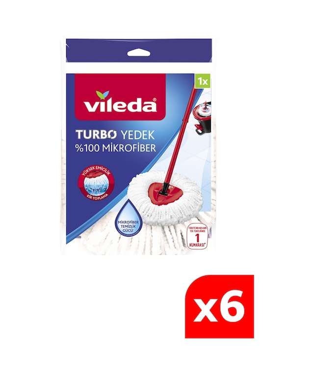 Vileda Turbo Üçgen Başlık Mikrofiber Yedek Paspas 6'lı