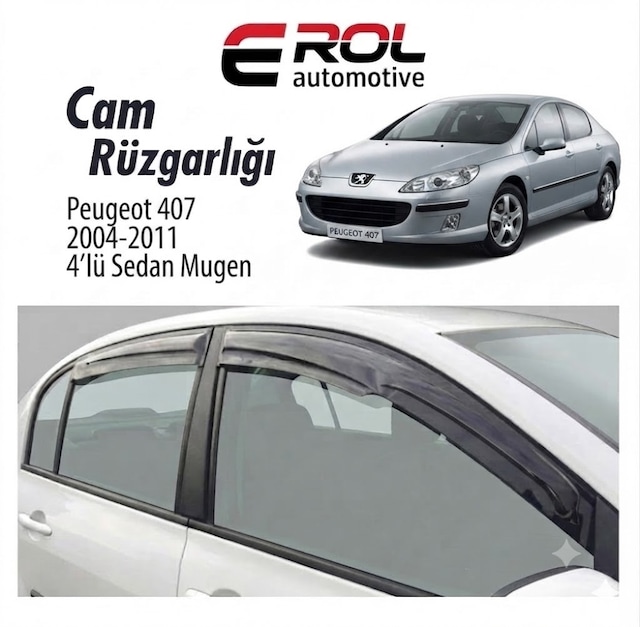 Peugeot 407 2004-2011 4'lü Sedan Mugen Cam Rüzgarlığı Siyah