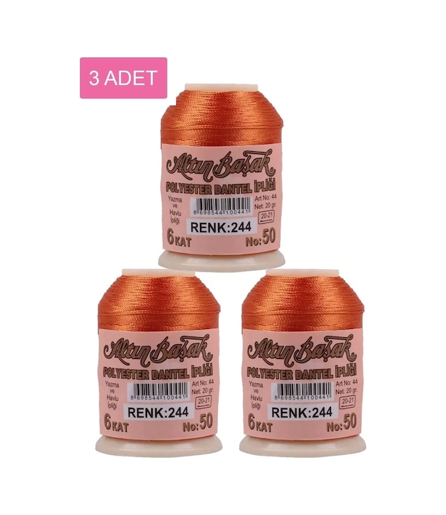 Ers 3 Adet Altınbaşak Oya Ve Dantel İpi 20 Gr - Royaleks - No: 244