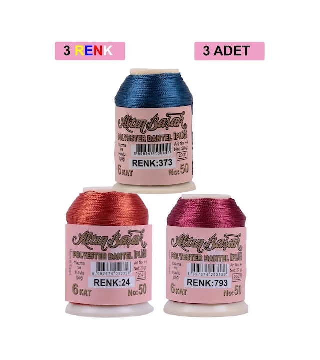 Ers 3 Adet Altınbaşak Oya Ve Dantel İpi 20 Gr - Royaleks - No: 024 - 793 - 373