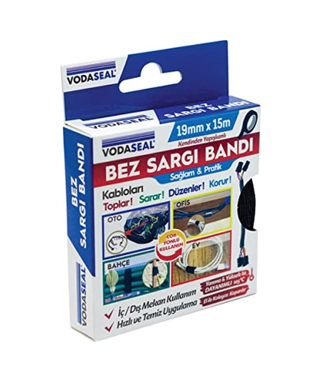 VODASEAL Bez Sargı Bandı, Siyah, 19 mm x 15 mt